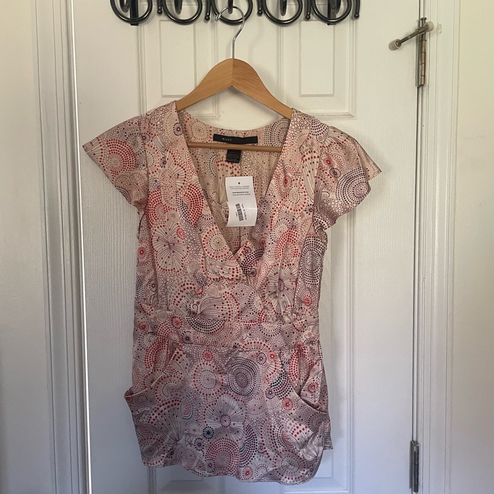 Marc Jacobs Blush Print Ruffle Blouse